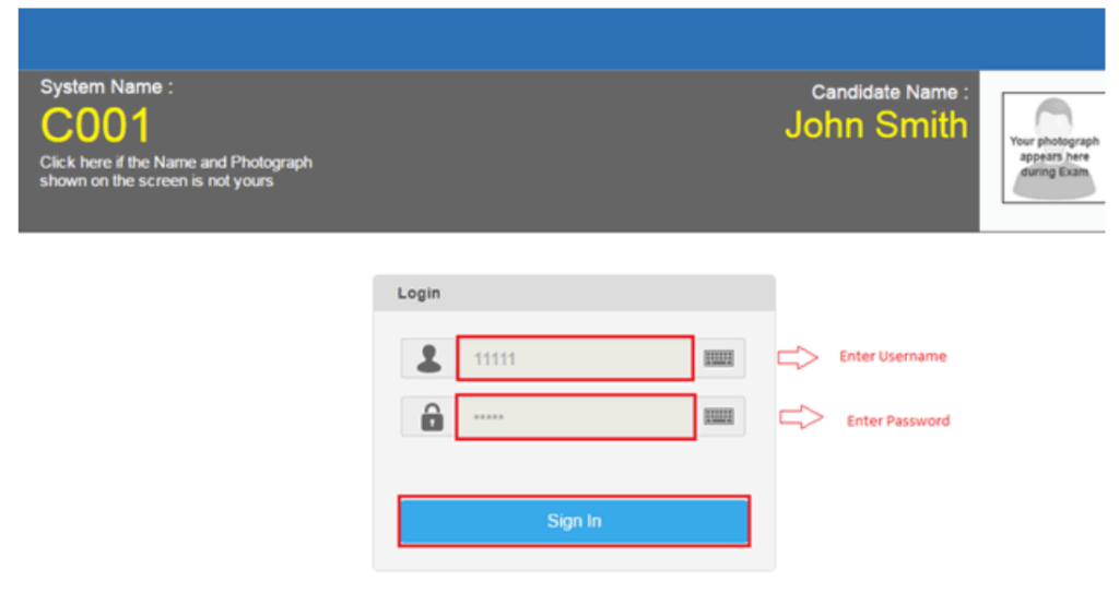 exam login