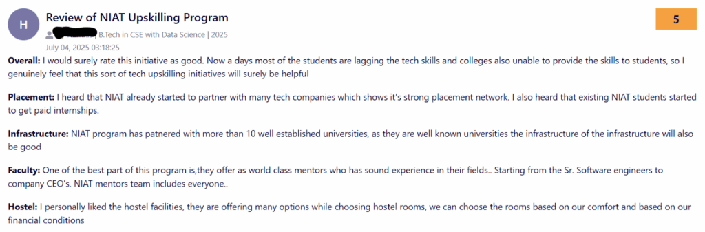NIAT Jaipur Reviews