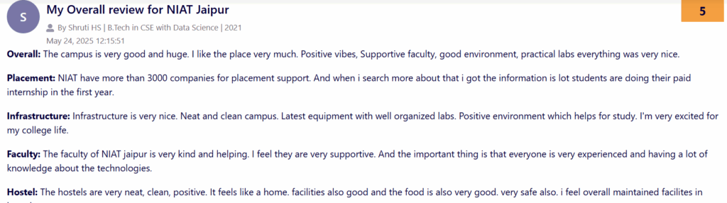 NIAT Jaipur Reviews