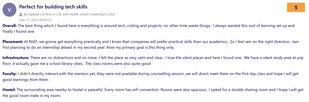 NIAT Chennai Reviews