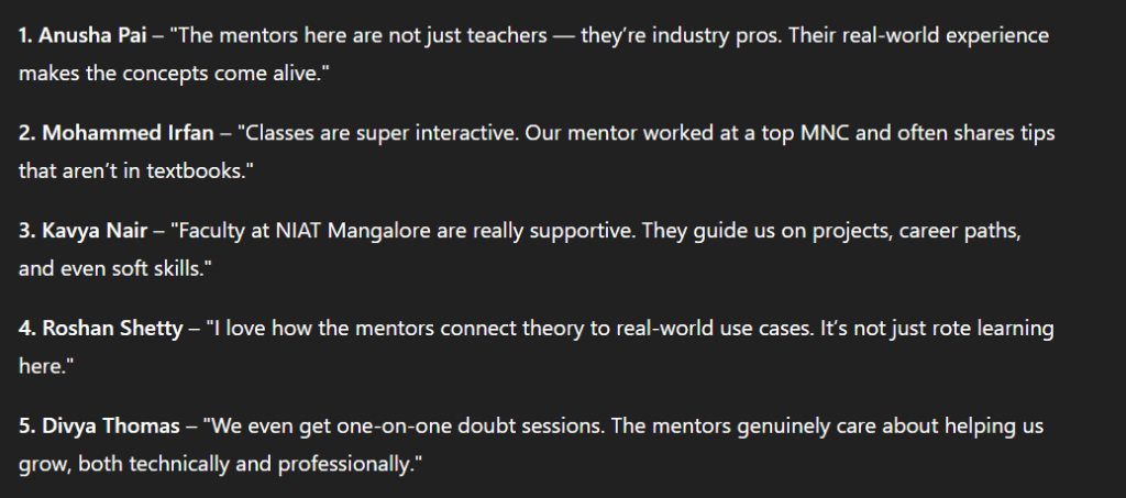 NIAT Mangalore reviews