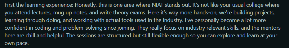 NIAT Guntur reviews