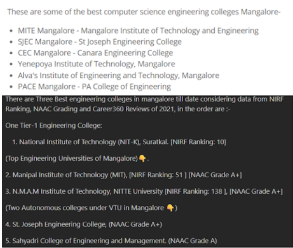 student reviews for top engineering colleges in Mangalore