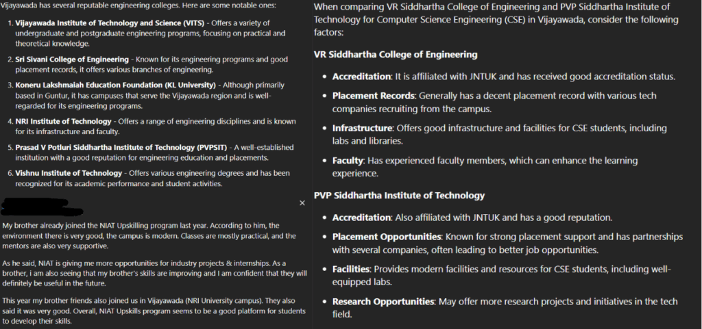 student reviews for BTech CSE Colleges in Vijayawada